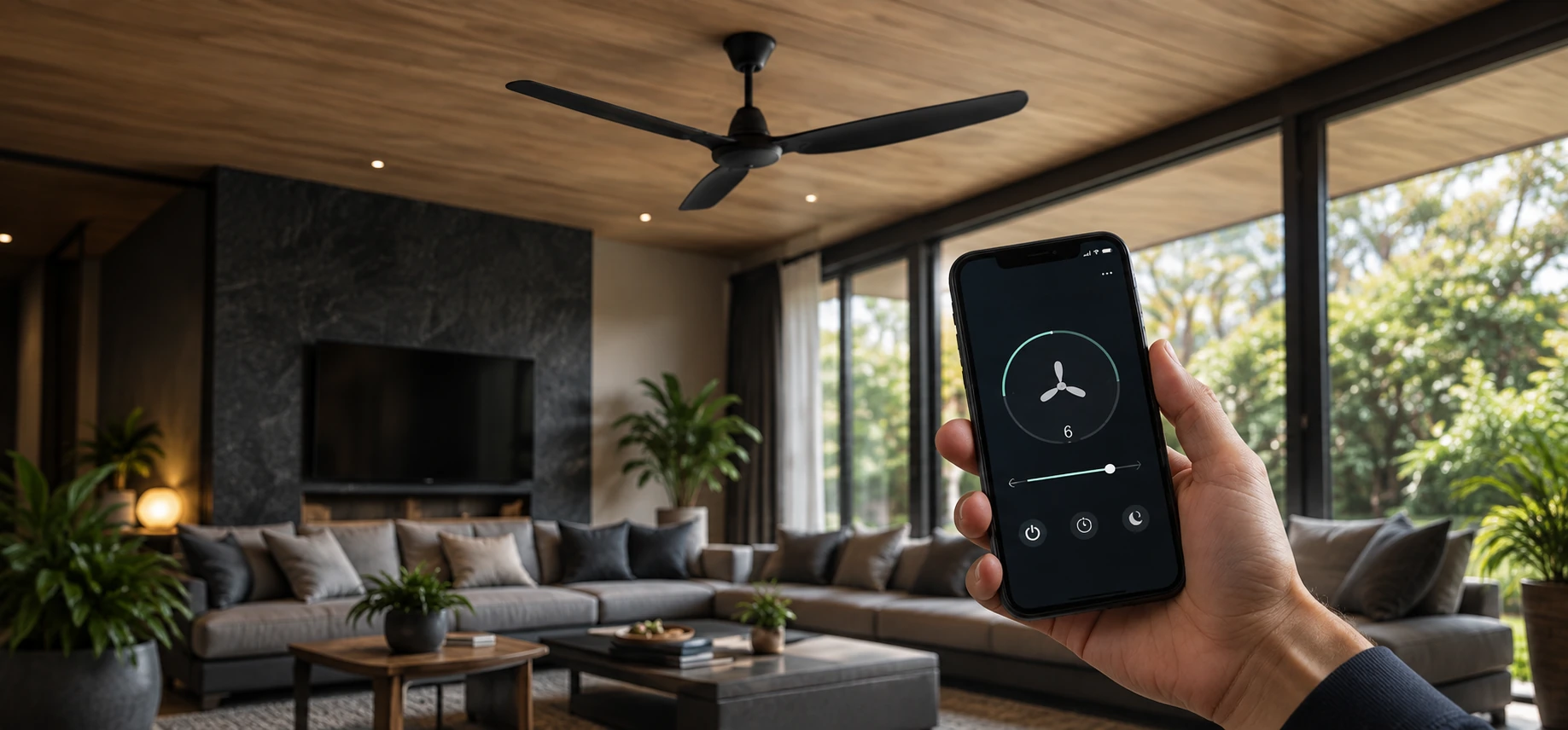 Illustrative smart home fan control scene