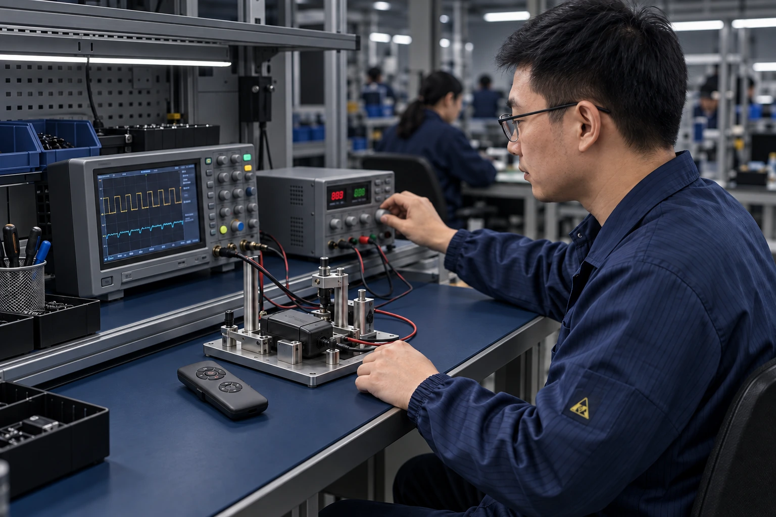 Illustrative technician working at an instrumented validation station