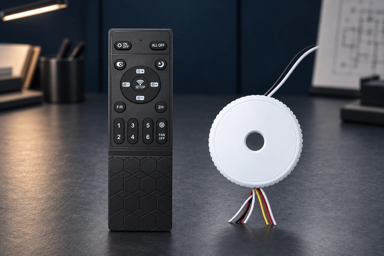 DC03-BK product kit in a navy engineering studio