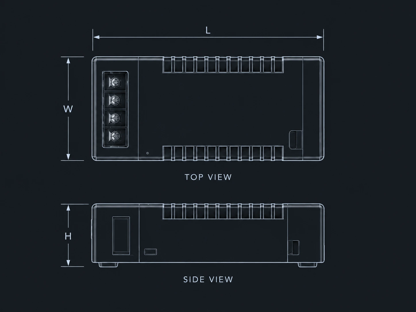Illustrative fan controller dimensions