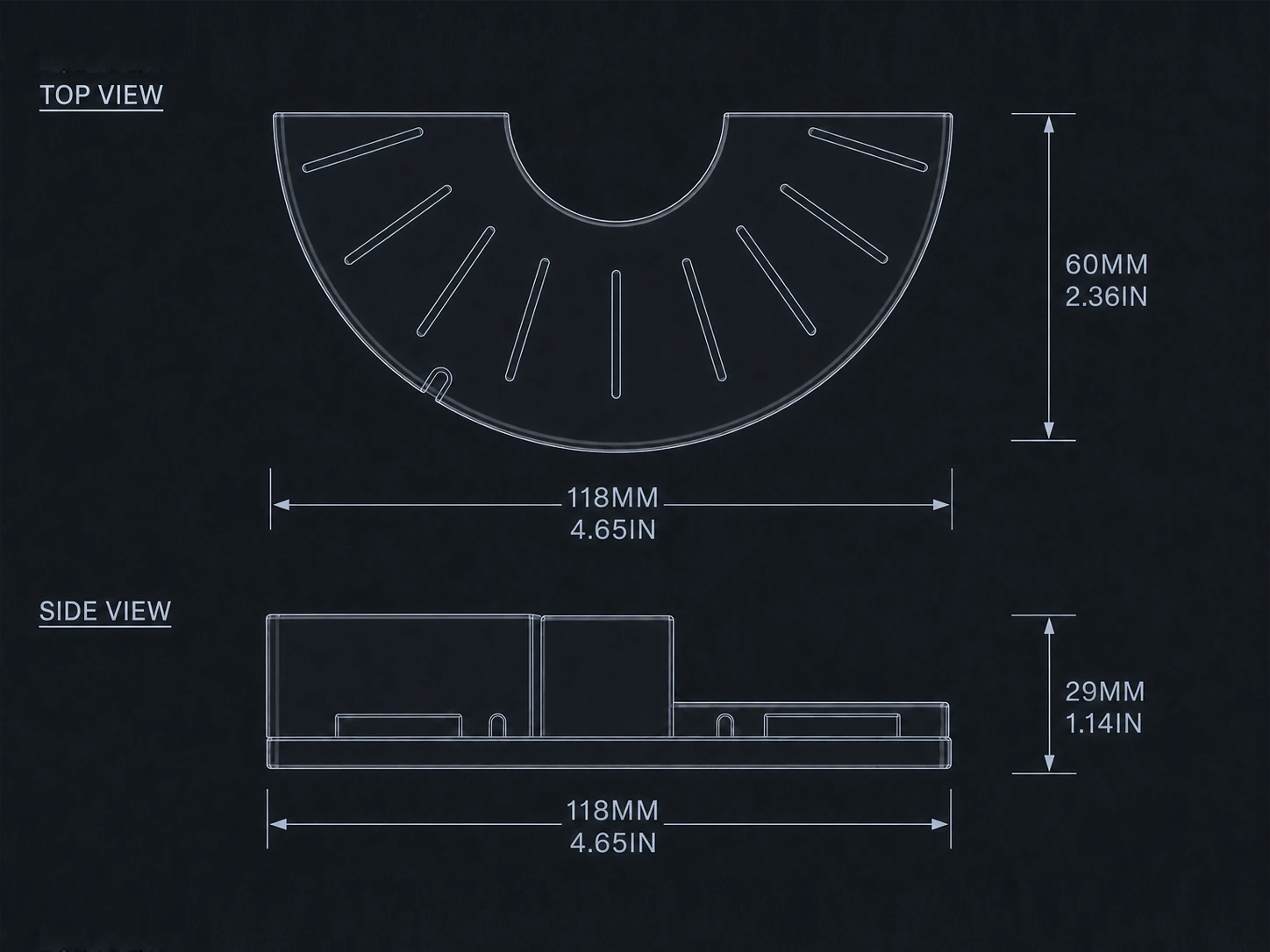 DC-LCD01 receiver dimension drawing